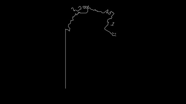 Territorio Del Norte Australia Región Mapa Esquema Animación — Vídeo de stock