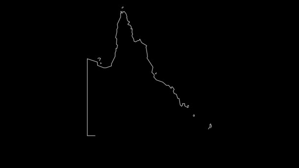 Queensland Αυστραλία Περιοχή Χάρτη Περίγραμμα Animation — Αρχείο Βίντεο