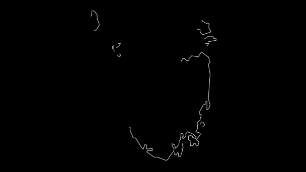 Tasmania Australia Región Mapa Esquema Animación — Vídeos de Stock