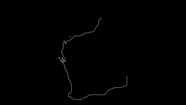 Australia Occidental Región Mapa Esquema Animación — Vídeo de stock