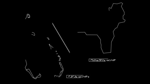 Ilhas Cocos Ilha Christmas Austrália Mapa Região Esboço Animação — Vídeo de Stock