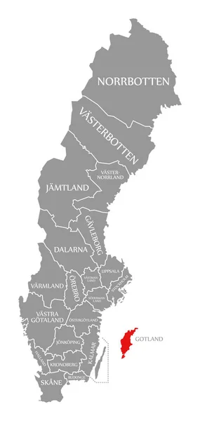 Gotland red highlighted in map of Sweden — Stock Photo, Image