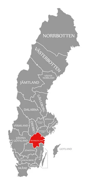 オステルゴトランド赤はスウェーデンの地図で強調表示 — ストック写真