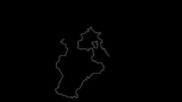 Hebei China Provincia Mapa Esquema Animación — Vídeo de stock