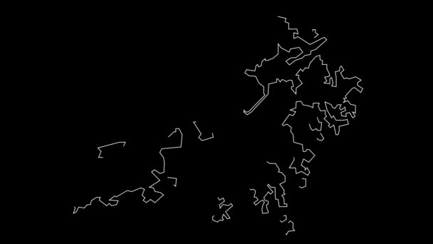 Hong Kong China Provincia Mapa Esquema Animación — Vídeos de Stock