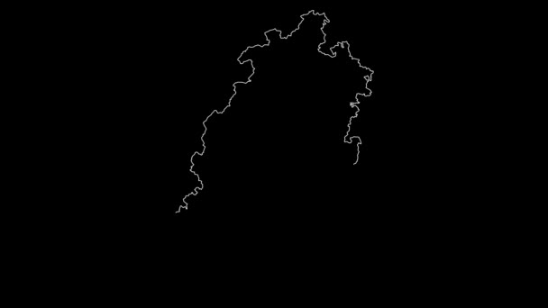 ヘッセン州ドイツ連邦州地図概要アニメーション — ストック動画