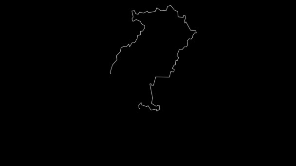Chhatisgarh Índia Mapa Estado Federal Esboço Animação — Vídeo de Stock
