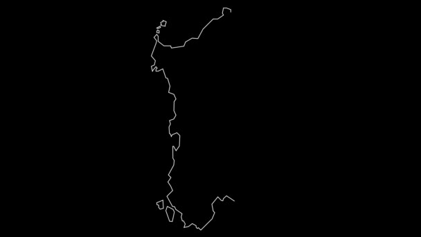 サルデーニャイタリア地域地図アウトラインアニメーション — ストック動画