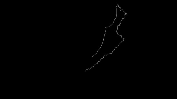 West Coast New Zealand Region Map Outline Animation — Stock Video