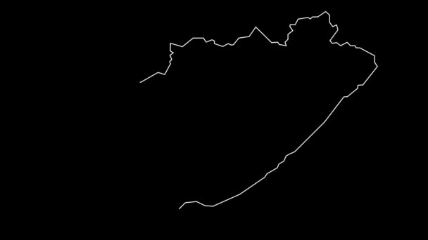 東ケープ南アフリカ地域地図アウトラインアニメーション — ストック動画