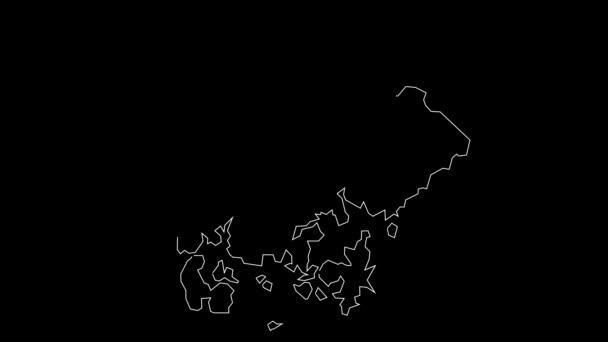 Gyeongsangnam Corea Del Sur Provincia Mapa Esquema Animación — Vídeos de Stock