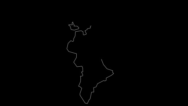 瓦伦西安社区西班牙地区地图动画轮廓 — 图库视频影像