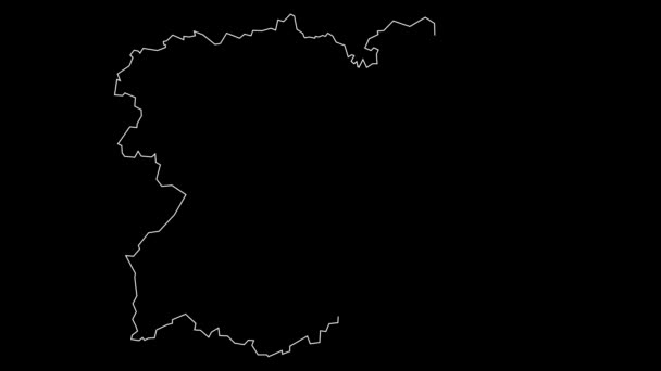 Kastylia Leon Hiszpania Mapa Regionu Zarys Animacji — Wideo stockowe