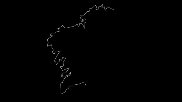 加利西亚地区地图动画轮廓 — 图库视频影像