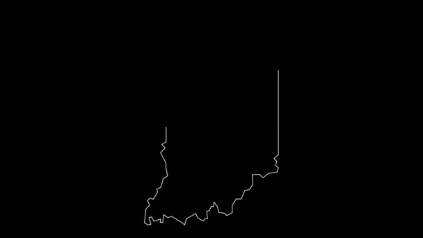 Indiana Mapa Del Estado Federal Esquema Animación — Vídeo de stock