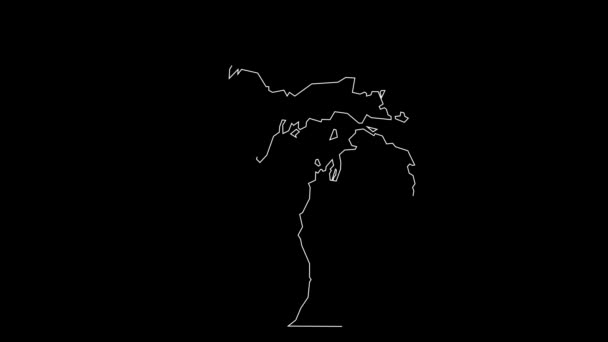 Анимация Карте Штата Мичиган — стоковое видео