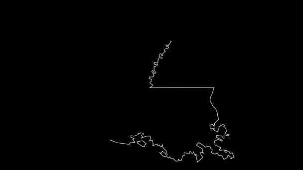 Louisiana Mapa Del Estado Federal Esquema Animación — Vídeos de Stock