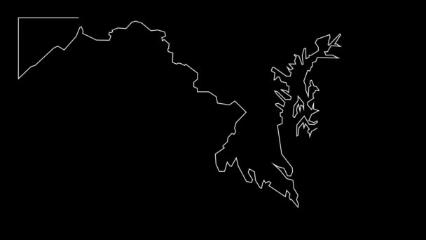 Maryland Usa Bundesstaat Map Skizze Animation — Stockvideo