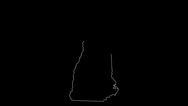 Nuevo Hampshire Mapa Del Estado Federal Esquema Animación — Vídeos de Stock