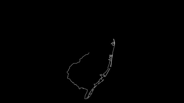 New Jersey Usa Federal State Map Outline Animation — стокове відео