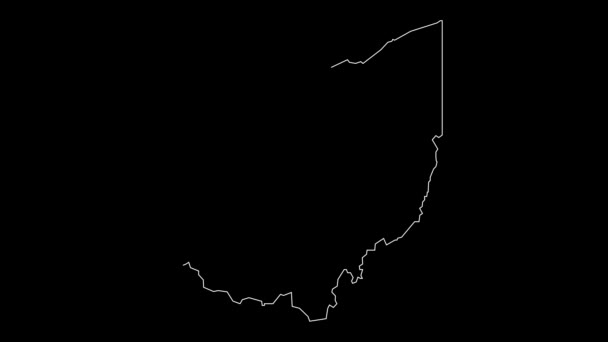 オハイオ州アメリカ連邦州地図概要アニメーション — ストック動画