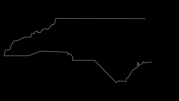 North Carolina Usa Bundesstaat Karte Skizzieren Animation — Stockvideo