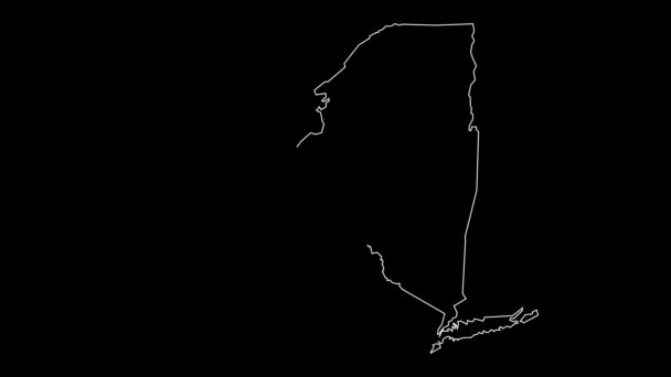 ニューヨーク アメリカ連邦州地図概要アニメーション — ストック動画