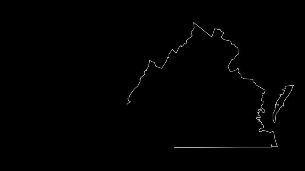 Virginia Usa Mapa Estatal Federal Bosquejo Animación — Vídeo de stock