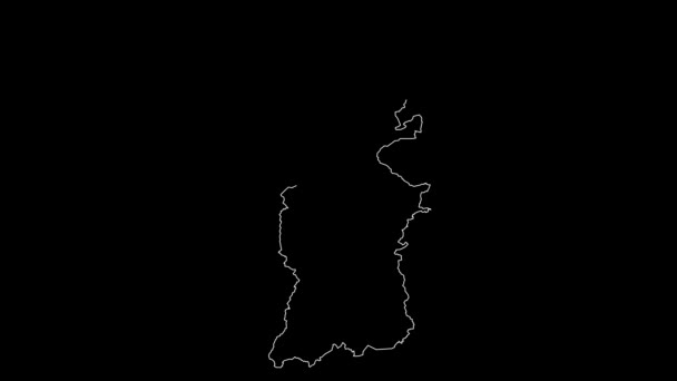 Powys Wales Área Principal Mapa Contorno Animación — Vídeo de stock