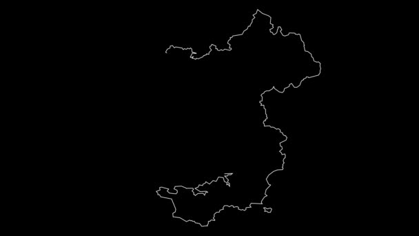 Pembrokeshire Wales主要地区地图动画轮廓 — 图库视频影像