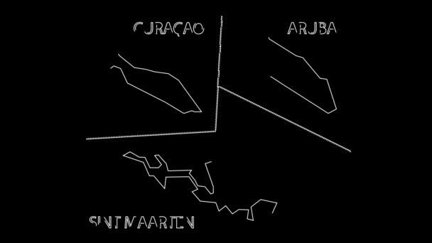 Curacao Aruba Sint Maarten Netherlands Province Map Outline Animation — 비디오