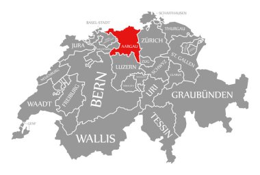 Aargau kırmızısı İsviçre haritasında vurgulandı