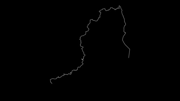 北爱尔兰中部地区地图动画轮廓 — 图库视频影像