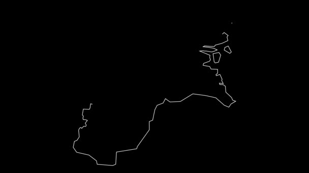 Kalimantan Utara Indonesia Provincia Mapa Delinear Animación — Vídeos de Stock