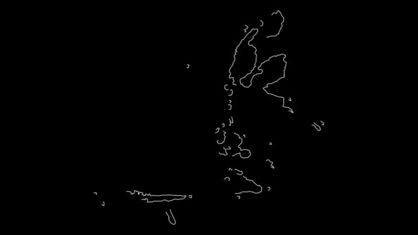 Maluku Utara Indonesia Province Map Outline Animation — Stockvideo