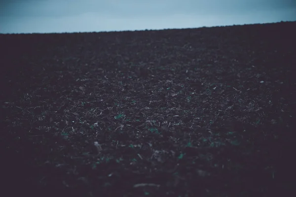 Abstraktes dunkles landwirtschaftliches Feld in der Nacht im Winter — Stockfoto