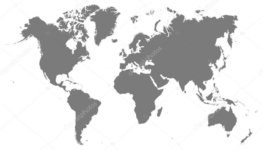 World map grey illustration high details