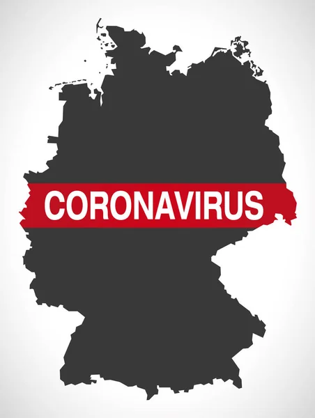 Jerman Peta Dengan Coronavirus Covid Simbol Peringatan — Stok Foto