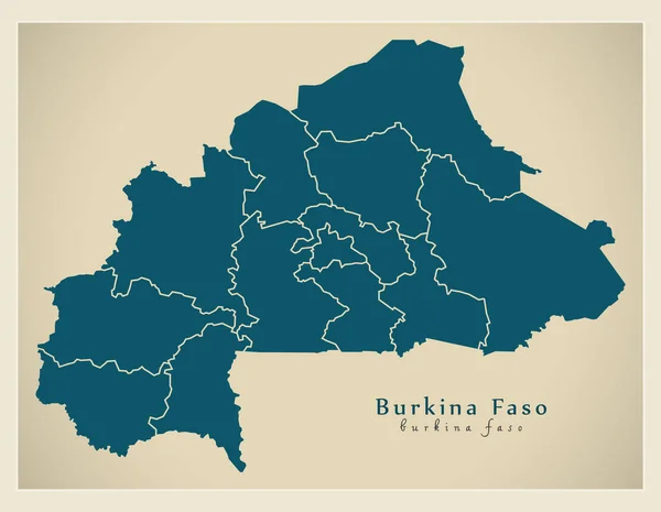 Mapa Moderno Burkina Faso Con Regiones Actualización 2020 — Vector de stock