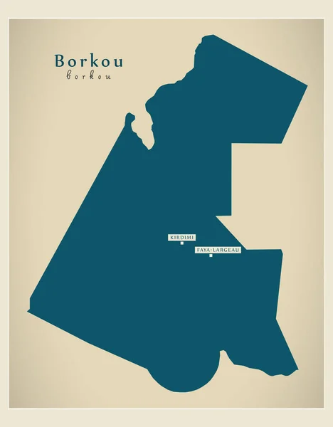 Mapa Moderno Borkou Región Chad Ilustración — Vector de stock