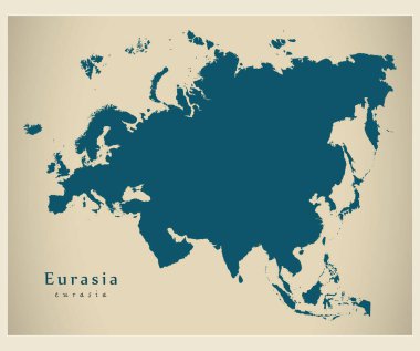 Modern Harita - Avrasya haritası tam vektör illüstrasyonu
