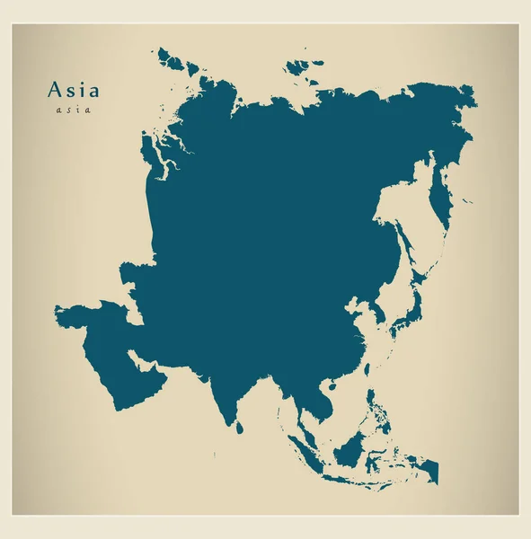 Moderní Mapa Kompletní Ilustrace Asijské Mapy — Stockový vektor