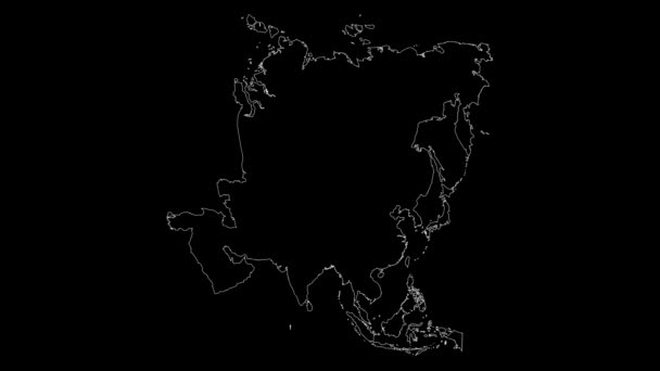 Asiens Kontinentalkarte Umreißt Animation — Stockvideo