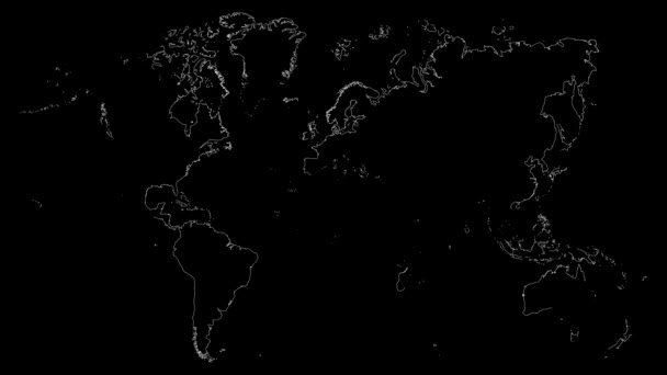 Mundo Continente Mapa Esboço Animação — Vídeo de Stock