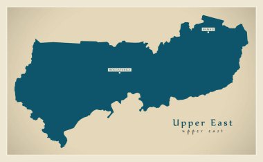 Modern Harita - Gana GH 'nin Yukarı Doğu Bölgesi haritası