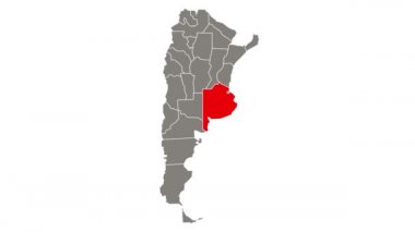 Buenos Aires 'in yanıp sönen kırmızısı Arjantin haritasında vurgulandı