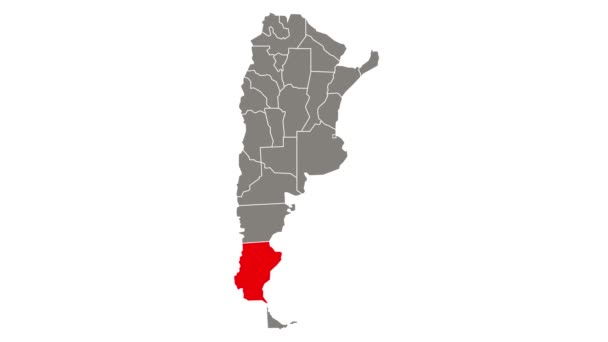 Santa Cruz Parpadeante Rojo Resaltado Mapa Argentina — Vídeo de stock