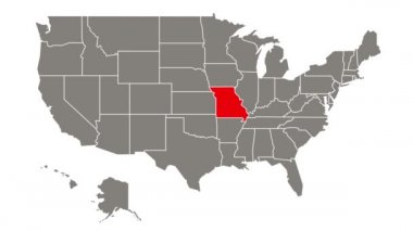 Missouri federal eyaleti Usa haritasında kırmızı yanıp sönüyor