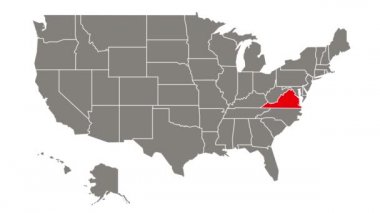 Virginia federal eyaleti Usa haritasında kırmızı ışıkta geçti