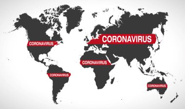 Coronavirus uyarı illüstrasyonlu dünya haritası